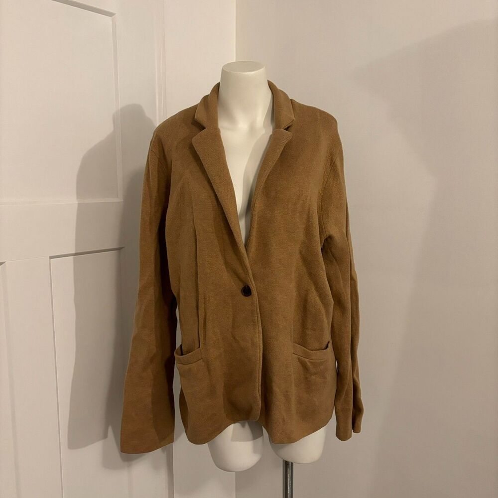 J. Crew size XL Camel Brown Neutral Business Casual Cotton Blazer Jacket